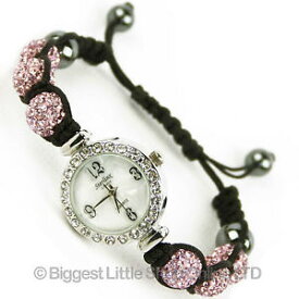 【送料無料】quality shamballa watch bracelet real czech crystals shambala disco balls pink