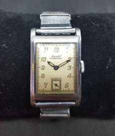 【送料無料】vintage herold stossgesichert german wristwatch 1940s all stainless case