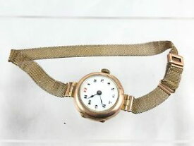 【送料無料】antique 9ct gold wrist watch with period 9ct gold strap ** working **