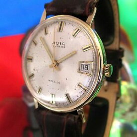 【送料無料】avia 9 ct gold vintage date watch working keeping time polished swiss movement