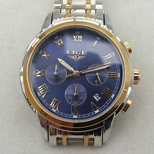 �y���������zlige 6181 42 mm steel cased quartz dress chronograph, boxed amp;