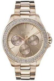 【送料無料】hugo boss womens premiere crystal set gold plated 1502443 watch 19