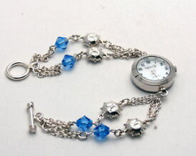 【送料無料】infinitywomens sterling silver 925 sun and blue crystal analog quartz watch