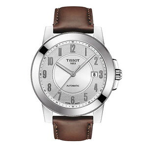 yz tissot gentleman automatic mens brown leather strap watch t0984071603200