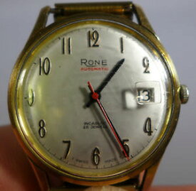 【送料無料】vintage swiss gents 9ct gold rone automatic wrist watch working 25 jewels