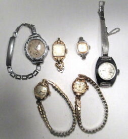 【送料無料】6 pc vtg lot ladies wristwatches nr bulova elgin rouan manfred rgp gf em1208