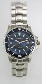 【送料無料】regency watch mens stainless steel silver 50m water resistant date blue quartz