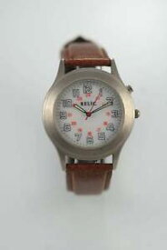 【送料無料】relic mens white st steel silver brown leather light 24hr quartz battery watch