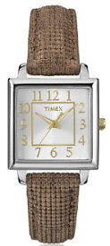 【送料無料】 timex womens classics analog square watch brown leather strap