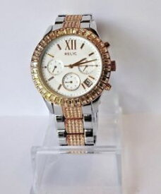 【送料無料】ladies relic zr15603 two tone chronograph quartz watch w date cal wr30m 0187