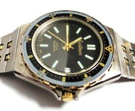 【送料無料】vintage mens eastmen quartz 3 atm wristwatch tow tone day runs
