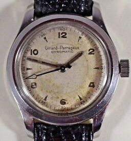 【送料無料】vintage girard perregaux gyromatic stainless steel, mens wristwatch serviced
