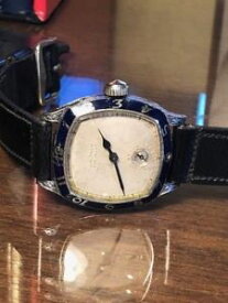 【送料無料】vintage waltham chevalier watch, blue enamel bezel