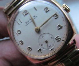 【送料無料】vintage hallmarked 9ct gold buren gents wrist watch
