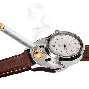 yzmen usb rechargeable lighter watch highgrade wristwatch windproof flameless