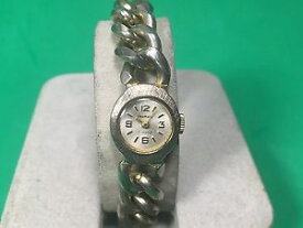 【送料無料】sheffield 17 jewel chain link watch eavy bold statement vintage wind up ladies