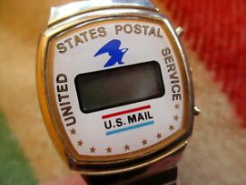 【送料無料】neues angebotvintage 80s usps postal mail service lcd quartz silver tone watch dead battery