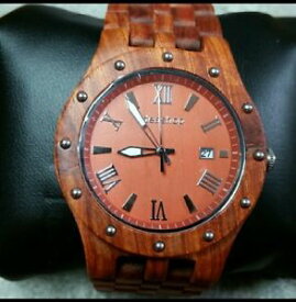 【送料無料】 red sandalwood mens wooden wristwatch