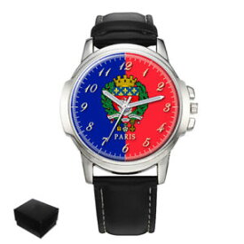 【送料無料】city of paris flag coat of arms france gents mens wrist watch gift engraving