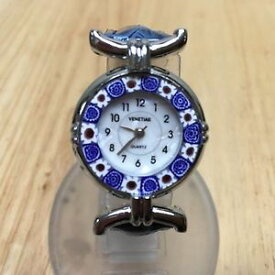 【送料無料】vintage venetiae lady blue white pattern bezel analog quartz watch hour~ batt