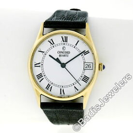 【送料無料】vintage mens concord 14k yellow gold 32mm quartz date wrist watch ref 2095210