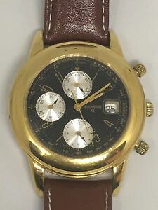 �y���������zbucherer quartz 26 jewel chronograph watch, working and good condition