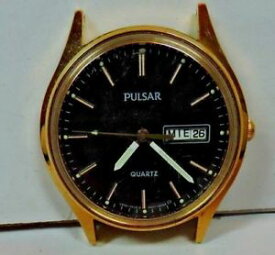 【送料無料】nos vintage pulsar day date yellow gold stainless steel mens wrist watch a5