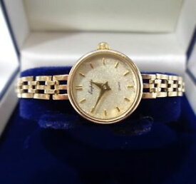 【送料無料】empress 9ct yellow gold quartz watch with integral gold bracelet 6 12 long