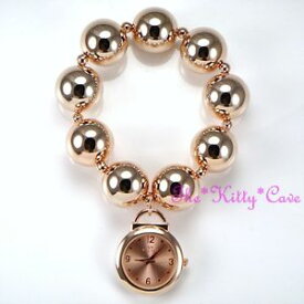 【送料無料】designer rose gold plated big chunky ball beads boho cuff bracelet charm watch