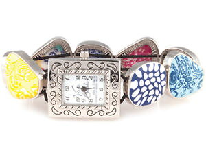 yzviva beads jumble square pebble watch