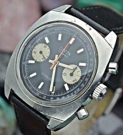 【送料無料】vintage clinton chronograph landeron 248 all stainless steel mens sport watch