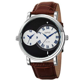 【送料無料】 mens august steiner as8146ssbr swiss dual time brown genuine leather watch