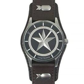 【送料無料】nautical star watch stainless steel case w brown leather cuff amp; strap controse