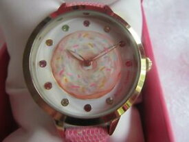 【送料無料】betsey johnson spinning out doughnut jewel indices pink glitz watch nib 50