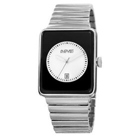 【送料無料】mens august steiner as8181ssw rectangular silvertone case date display watch