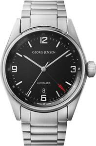 �y���������zgeorg jensen delta mens automatic dual time gmt watch swiss made 3575600