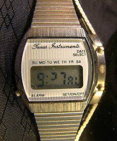 【送料無料】nice collectable texas instruments digital alarm working stainless steel watch