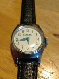 【送料無料】neues angebot1950s us time timex alice in wonderland watch, running windup leather c
