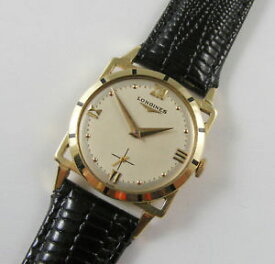 【送料無料】longines solid 14k gold gents fancy case vintage 1950s wristwatch