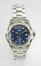 【送料無料】regency watch mens date stainless steel silver 100m water resistant blue quartz