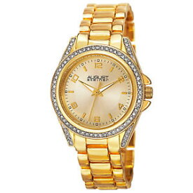 【送料無料】womens august steiner as8149yg quartz crystal bezel lugs steel bracelet watch