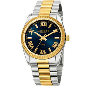 【送料無料】mens akribos xxiv ak1034ttg quartz roman numeral two tone stainless steel watch