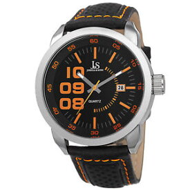 【送料無料】mens joshua amp; sons jx106or quartz movement date genuine leather strap watch