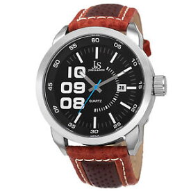 【送料無料】mens joshua amp; sons jx106br quartz movement date genuine leather strap watch
