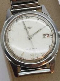 【送料無料】vintage 1960s action 17 jewel gents wristwatch with manual wind french mvt