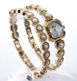 【送料無料】 1 badgley mischka womens gold pearl bracelet and watch ba1376gbst wb