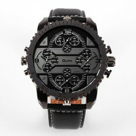 【送料無料】grosse montre oulm 6cm, bracelet cuir noir boite et coussinet, neuve