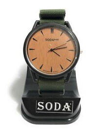 【送料無料】orologio soda vintage inox 43 mm quadrante wood cint tessuto army soda8