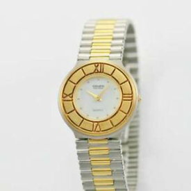 【送料無料】gruen precision mens gold silver tone easy read wr white quartz bracelet watch