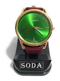 【送料無料】orologio soda vintage inox 43 mm quadrante green cint brown pelle soda6